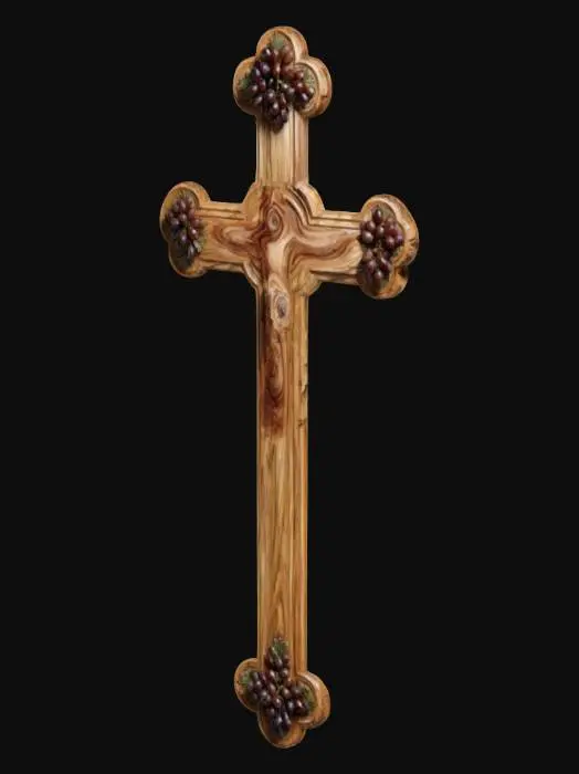 3D model for An intricate crucifix, Stylized, Copper, Wood, Extremely, #emblem#,  Detailed, Polished