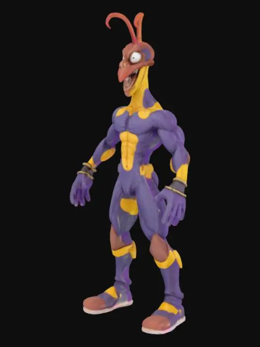3D model for Highly Detailed, Battle Pose, Fantasy, Earthworm Jim, extreme muscular, differend facial expressions , Highly Detailed, Full Body, 