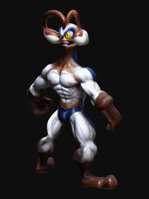 3D model for Highly Detailed, Battle Pose, Fantasy, Earthworm Jim, extreme muscular, differend facial expressions , Highly Detailed, Full Body, 