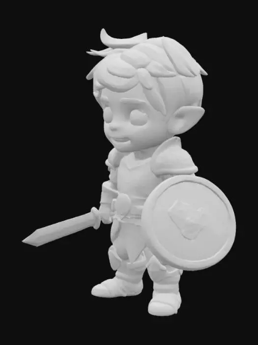 3D model for Fantasy Toddler warrior, world of warcraft style, Game Assets, Highly Detailed