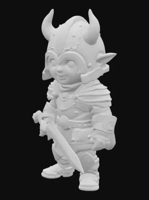 3D model for Fantasy Toddler warrior, world of warcraft style, Game Assets, Highly Detailed