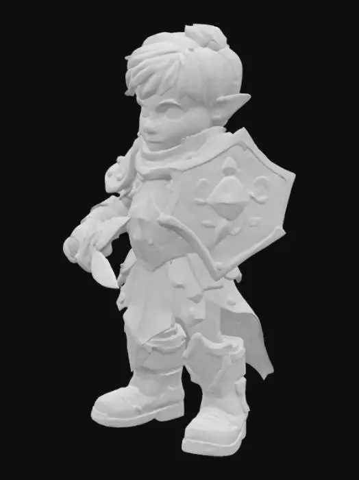 3D model for Fantasy Toddler warrior, world of warcraft style, Game Assets, Highly Detailed