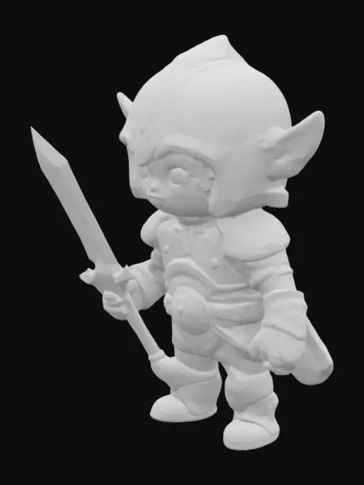 3D model for Fantasy Toddler warrior, world of warcraft style, Game Assets, Highly Detailed