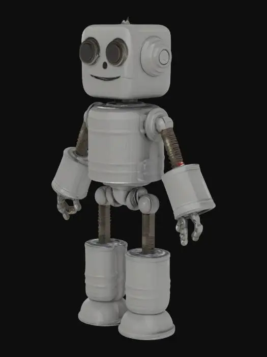 3D model for Create a complete robot from tin cans, food and drink, Stylized, Sci-Fi, Game Assets, Highly Detailed