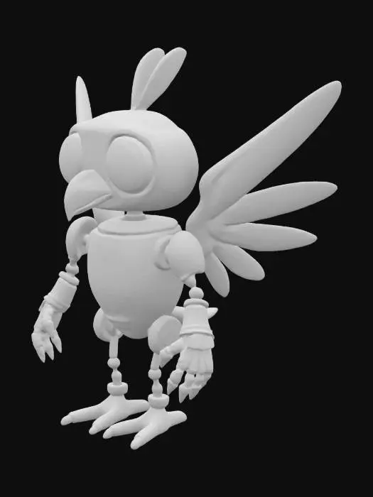 3D model for Create a complete bird robot from tin cans, food and drink, Stylized, Sci-Fi, Game Assets, Highly Detailed