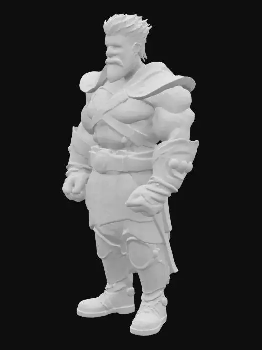 3D model for ultra detailed . comic style. pixar style. art-style :The elder scrolls. . highly clean stylized look. extrem detailed muscular Body. light leather amour. e.game assets.ensure solid printable figurine.