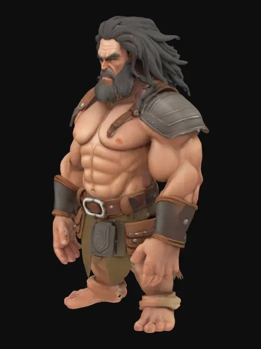 3D model for ultra detailed . comic style. pixar style. art-style :The elder scrolls. . highly clean stylized look. extrem detailed muscular Body. light leather amour. e.game assets.ensure solid printable figurine.