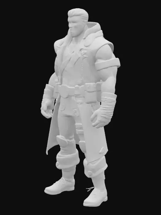 3D model for ultra detailed . comic style. pixar style. art-style :The elder scrolls. . highly clean stylized look. extrem detailed muscular Body. light leather amour. e.game assets.ensure solid printable figurine.