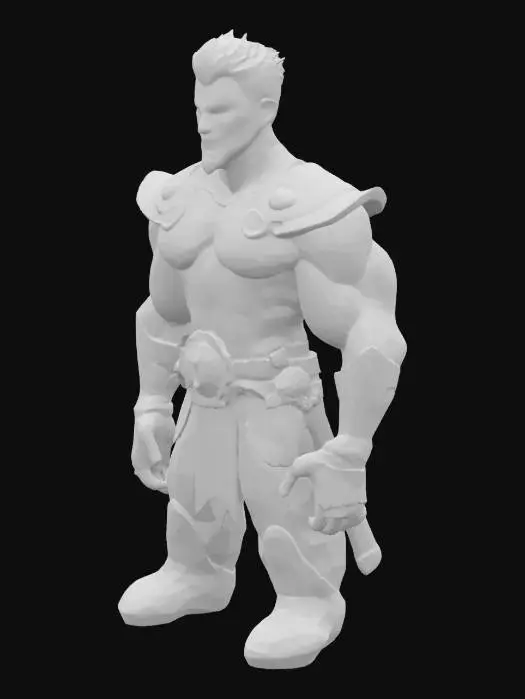 3D model for ultra detailed . comic style. pixar style. art-style :The elder scrolls. . highly clean stylized look. extrem detailed muscular Body. light leather amour. e.game assets.ensure solid printable figurine.