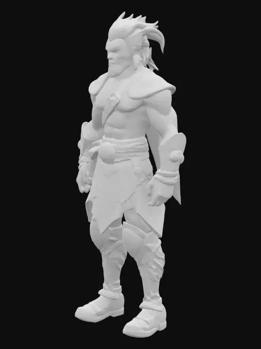 3D model for ultra detailed . comic style. pixar style. art-style :The elder scrolls. . highly clean stylized look. extrem detailed muscular Body. light leather amour. e.game assets.ensure solid printable figurine.