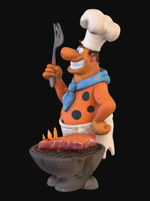 3D model for Barbecue Caveman Chef, #food#