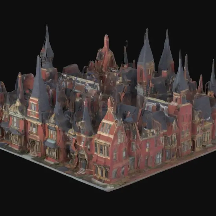 3D model for Victorian village skyline
