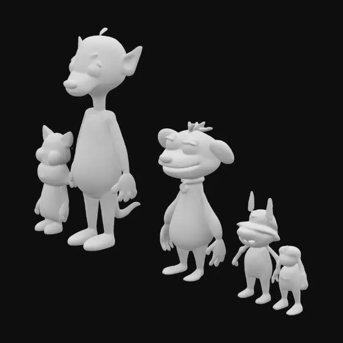 3D model for The image depicts an animated crowd of diverse cartoon characters with smooth, rounded features and soft, vibrant colors., 