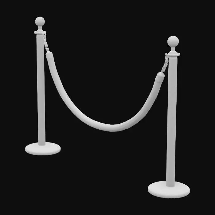 3D model for Velvet Ropes and Posts Red Rope Stainless Steel Gold Stanchion Top Red Crowd Control Barrier