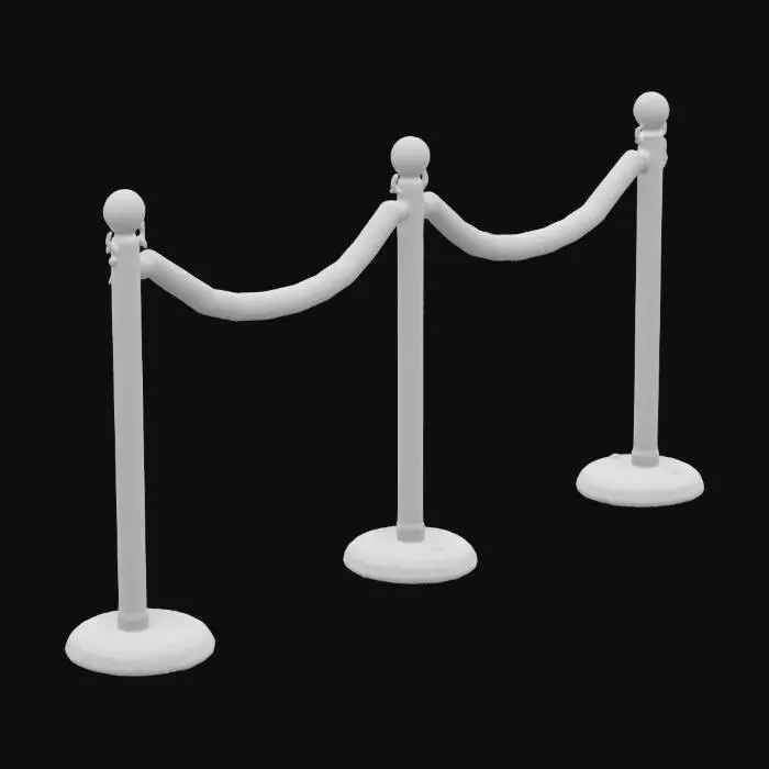 3D model for Velvet Ropes and Posts Red Rope Stainless Steel Gold Stanchion Top Red Crowd Control Barrier