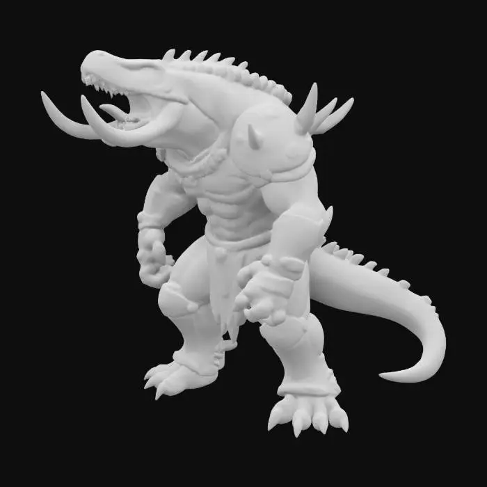 3D model for Fantasy,  Create a Highly Detailed, Ultra Realistic, antropomorphic fusion between an ultra muscular T-Rex and  a mammoth with a shiny mandelorian-like armour, Full Body, Symmetrical Body, Battle Pose, 
