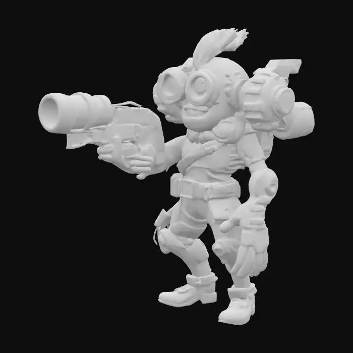 3D model for league of legends style, Heimerdinger, alien or hextech or rocket launcer, high quality, Highly Detailed, Full Body, Symmetrical Body