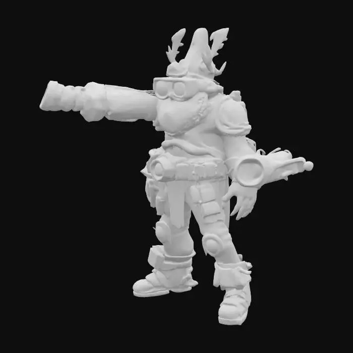 3D model for league of legends style, Heimerdinger, alien or hextech or rocket launcer, high quality, Highly Detailed, Full Body, Symmetrical Body