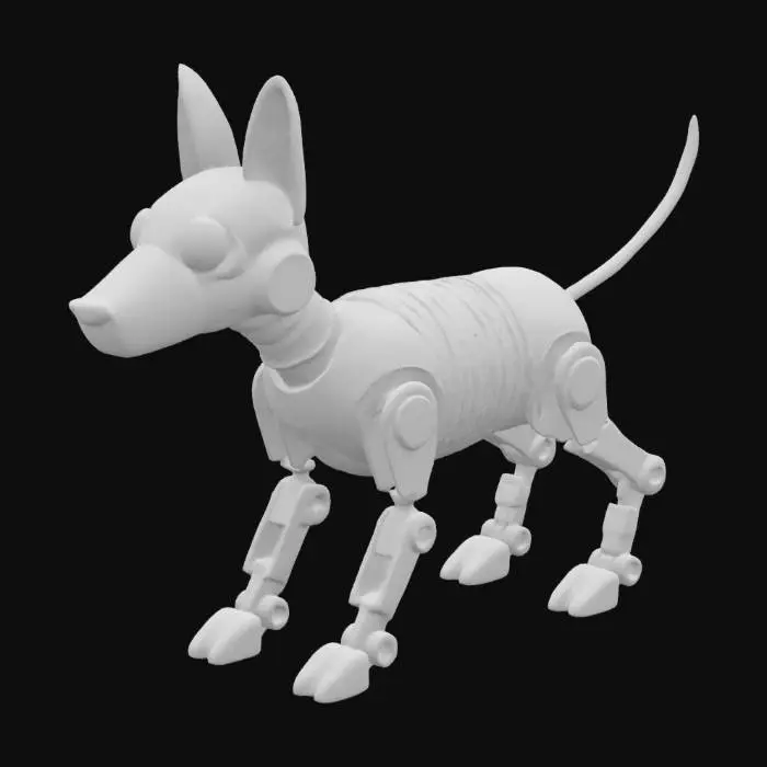 3D model for Create a complete dog robot from tin cans, food and drink, Stylized, Sci-Fi, Game Assets, Highly Detailed