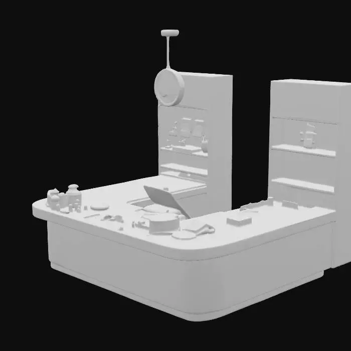 3D model for 3d pixar broad Hospital counter highly detailed