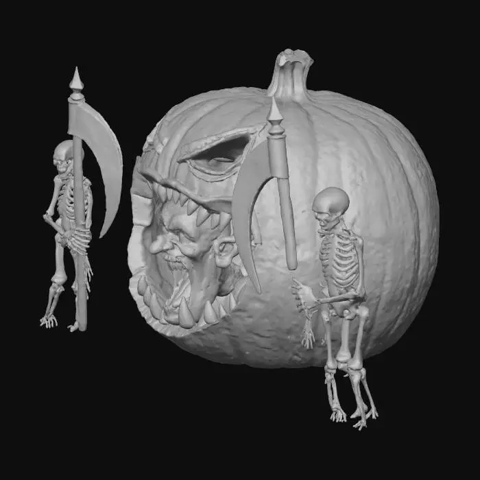 3D model for Haunted Jack-o'-Lantern Guard., #Halloween2025#