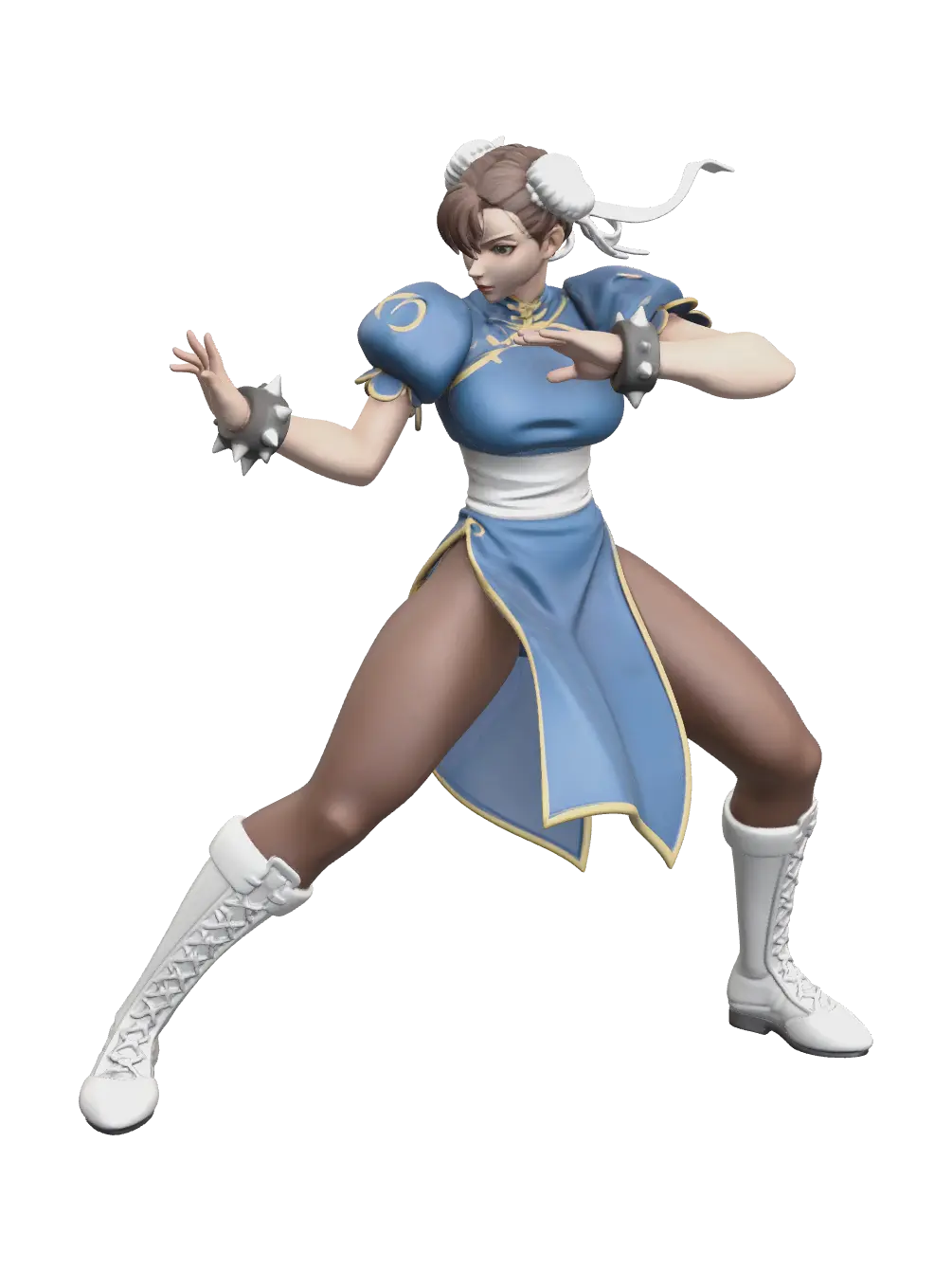 Low-Poly Chun Li - Fightinggame 3D model, vytvořený pomocí AI
