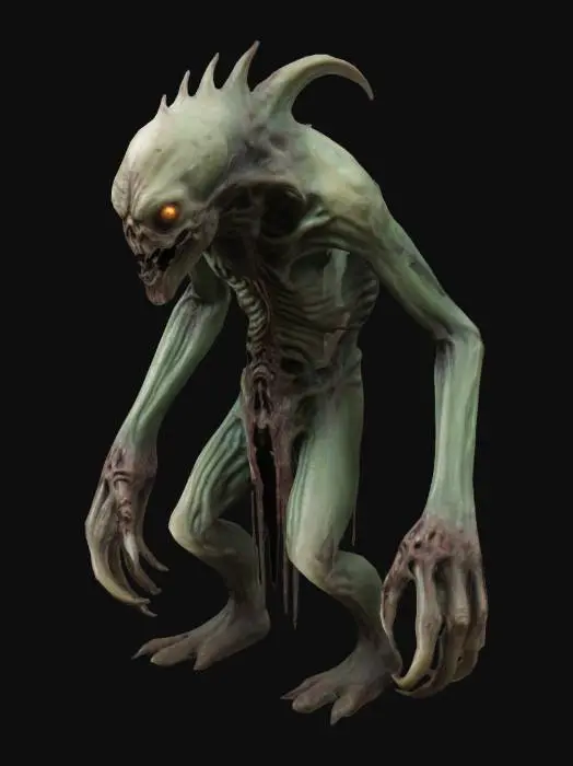 3D model for a Realistic, High Detailed  humanoid Underworld Monster with Rotting Flesh