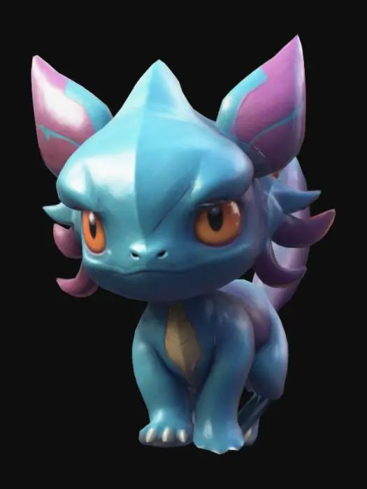 3D model for a mythical pokemon creature, cartoon anime style detailed 