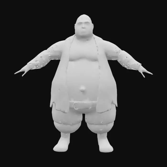 3D model for a stylized rotund man wearing medieval clothing, in the style of simple 3d game character asset, t-pose