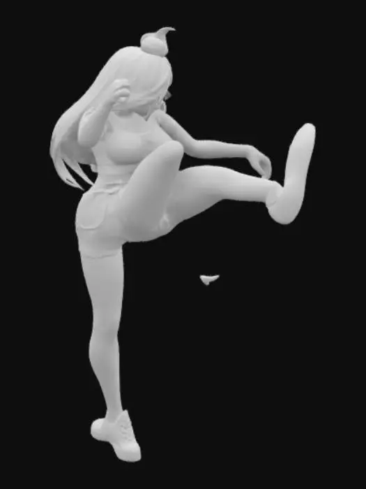 3D model for A big boobies and ass female character and doing a kick