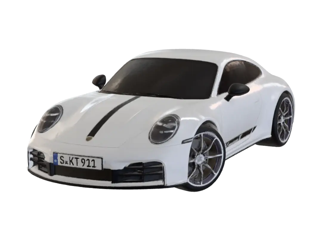 Porsche 911 sport car 3D model, vytvořený pomocí AI
