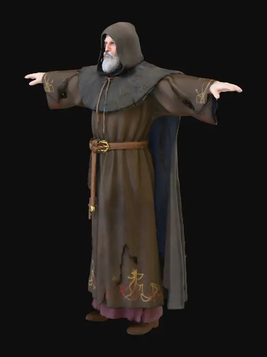 3D model for Medieval Monk in Contemplation