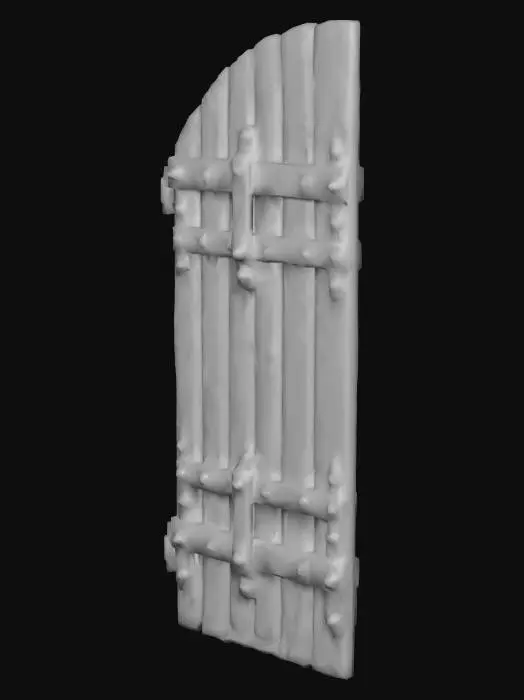 3D model for Opened Rustic Fortress Gate (Door Component)