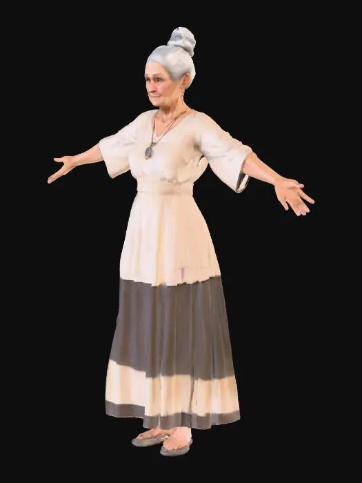 3D model for je cherche une femme réaliste  75 ans  en pose T sans canne
