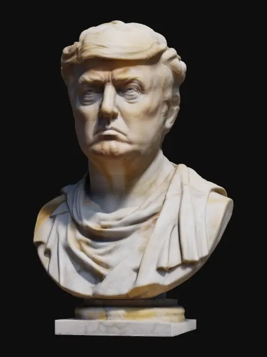 3D model for Generate a Marble bust of Donald Trump. Make it the style of an old roman bust.
