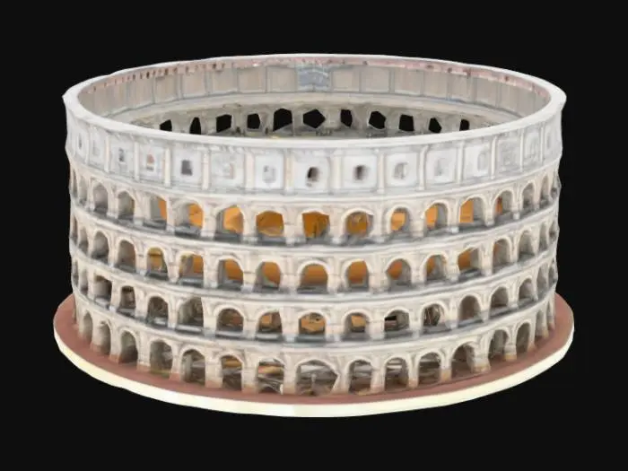 3D model for #AroundTheWorld#, #Italy# The Colosseum made of shiny metal. 