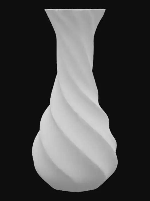 3D model for A Crystal vase with a spiral design. Green crystal and partly see through., Jade. Crystal clear green vase.