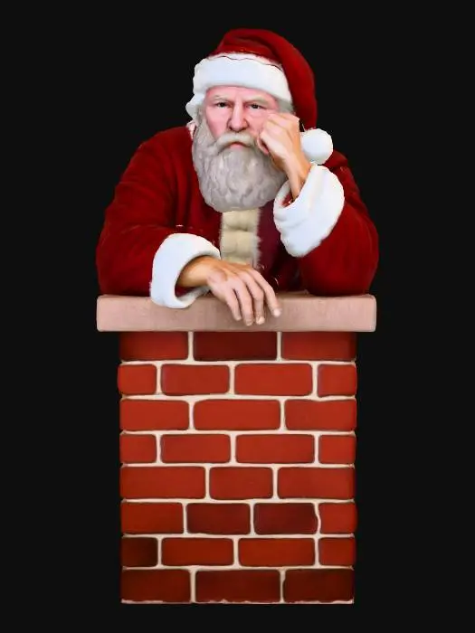 3D model for #Thanksgiving#, Santa's Stucking Contemplation