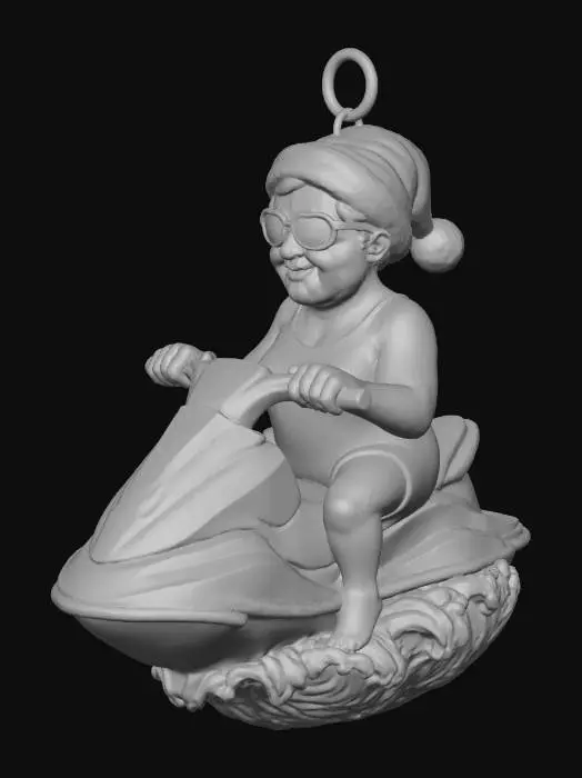 3D model for #Christmas2025#, Jet Ski Santa ornement