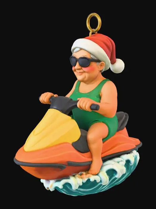3D model for #Christmas2025#, Jet Ski Santa ornement