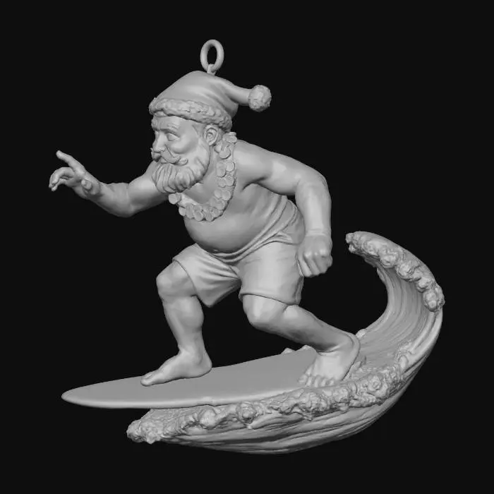 3D model for #Christmas2025#, Surfer Santa Ornament