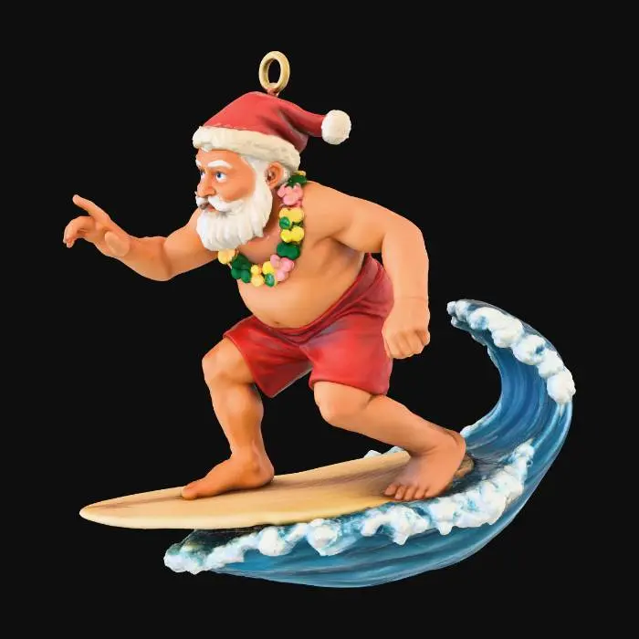 3D model for #Christmas2025#, Surfer Santa Ornament