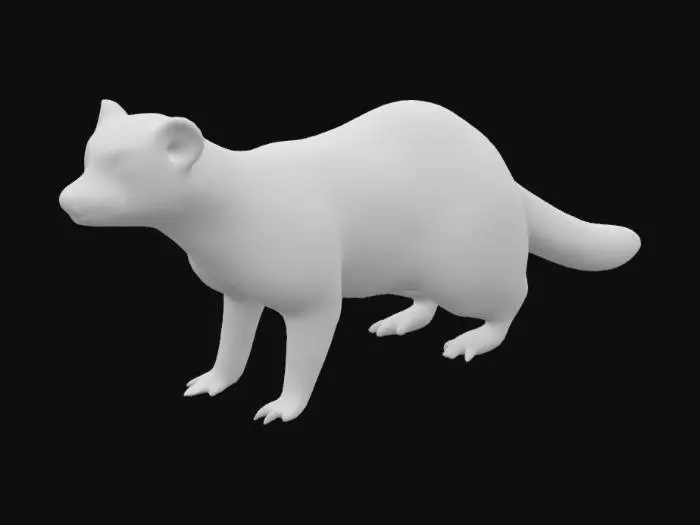 3D model for A realistic ferret standing on four legs,Symmetrical, Highly Detailed