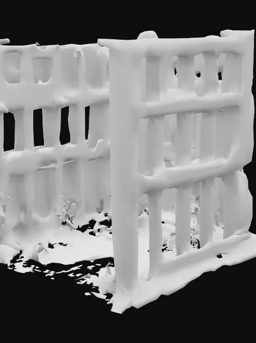 3D model for Post-apocalyptic ruined building, abandoned, overgrown with vegetation, destroyed windows and walls,High detailed, #arch#