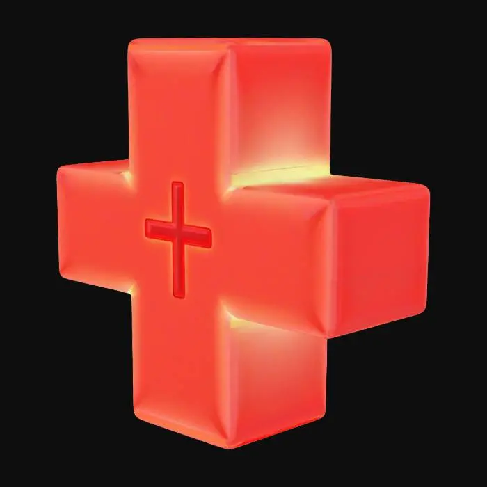 3D model for Create a small 3D health pickup item shaped like a glowing red cross or capsule