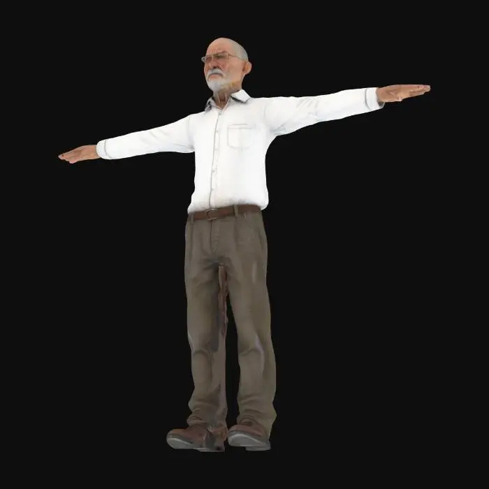 3D model for old man,t pose,symetrical,ultra realistic,high detailed
