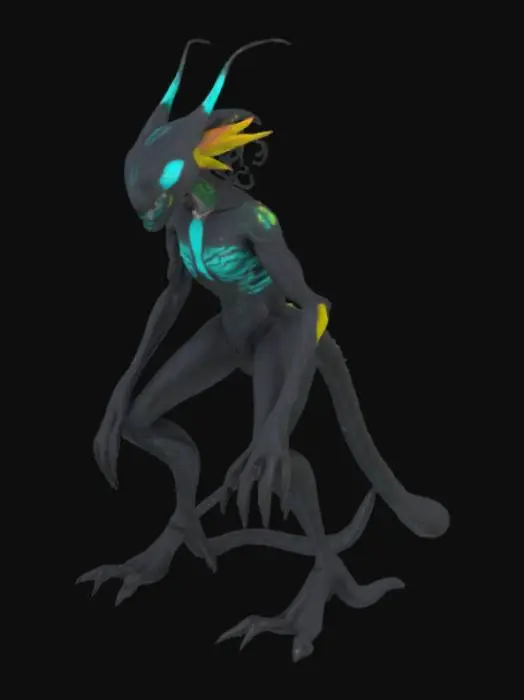 3D model for [Trinidad and Tobago], #AroundTheWorld#, a fantasy stylized cyberpunk pitch lake creature that is made up of asphalt 