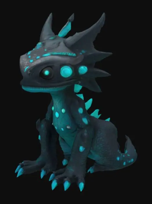 3D model for [Trinidad and Tobago], #AroundTheWorld#, a fantasy stylized cyberpunk pitch lake creature that is made up of asphalt 