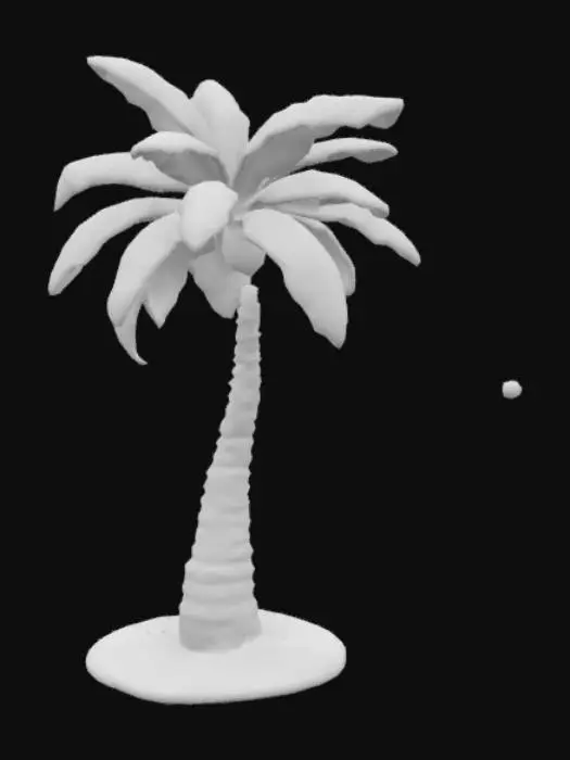 3D model for [Trinidad and Tobago], #AroundTheWorld#, a stylized model of a coconut tree on a sandy ovular base high quality resolution 