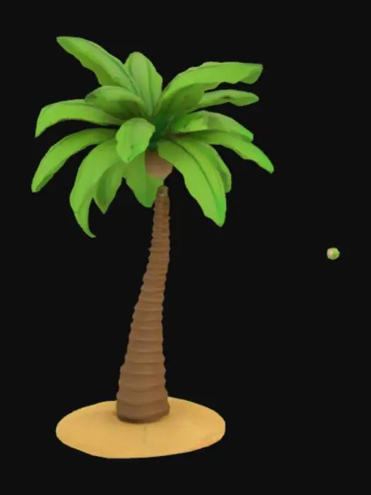 3D model for [Trinidad and Tobago], #AroundTheWorld#, a stylized model of a coconut tree on a sandy ovular base high quality resolution 